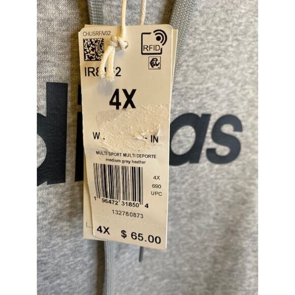 Adidas Women Solid Linear Logo Graphic Fleece Pullover Hoodie Size 4XL Gray NWT - Picture 4 of 5